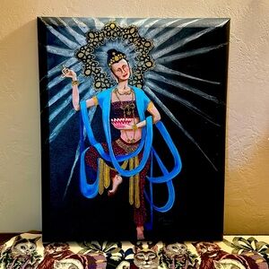 Original Art: Goddess of Compassion Painting On Canvas Without Frame